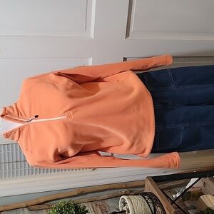 Eddie Bauer Women's Polartec Fleece 1/4 Zip Pullover Coral Salmon Sweatshirt L